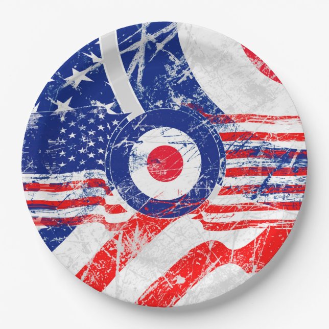Mod Target Mods US Target Grunge Roundel Paper Plate (Front)