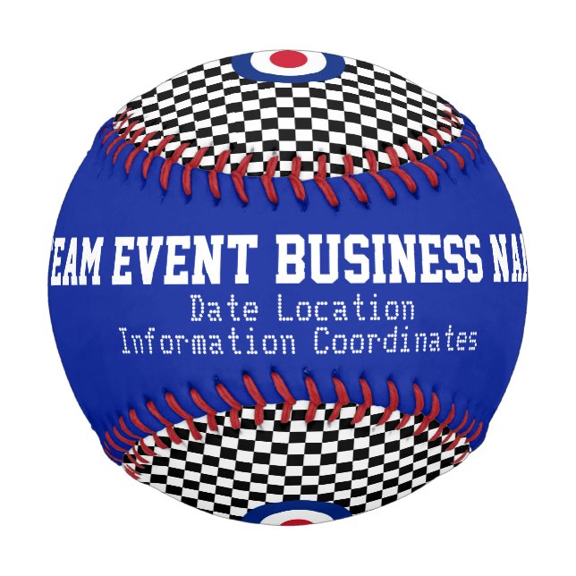 Mod Target Roundel Pattern Checkers Personalised Baseball (Back)