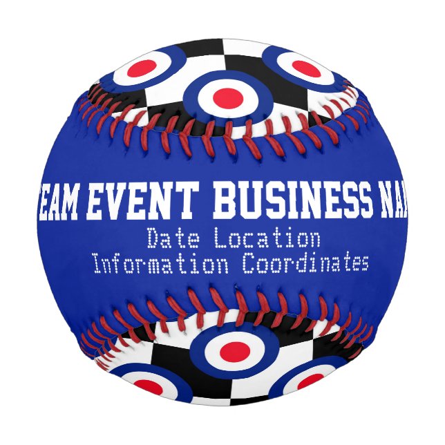 Mod Target Roundel Pattern Polka Dots Personalised Baseball (Back)