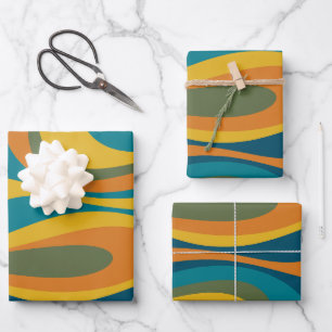 Mod Thang Trippy Retro Modern Multi Colour Abstrac Wrapping Paper Sheet