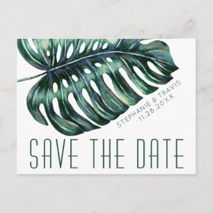 Mod Tropics Monstera Leaf Save the Date Postcard