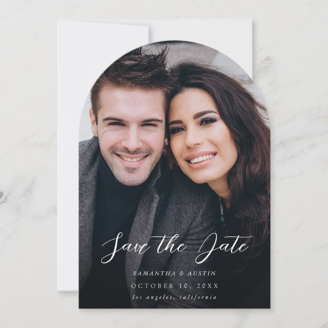 MOD V Photo Elegant Save the Date - Darker Arc Invitation (Front)