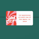 Mod Wavy Groovy Christmas Pink Red Return Address Label<br><div class="desc">This fun and festive holiday return address label features a red and pink retro background and modern typography. This label coordinates with our Mod Wavy Groovy holiday photo cards. The colours are customisable by using the editor tool.</div>