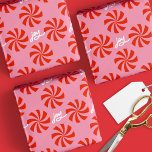 Mod Wavy Pinwheel Spirals Retro Christmas Pink Red Wrapping Paper<br><div class="desc">This fun and festive holiday wrapping paper features a red and pink retro inspired pinwheel background. This wrapping paper coordinates with our Mod Wavy Groovy holiday photo cards.</div>