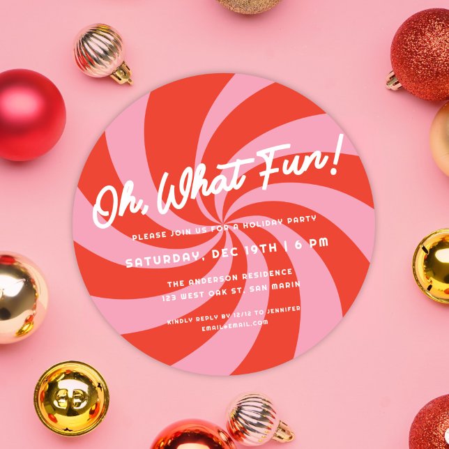 Mod Wavy Retro Christmas Pink Red Holiday Party (Creator Uploaded)