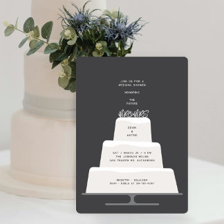 Mod White Iced Wedding Cake Couple's Shower Invitation