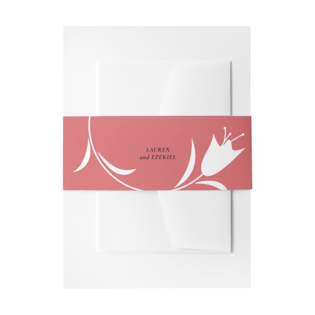 MOD WHITE TULIP WEDDING INVITATION BELLY BAND (Front Example)