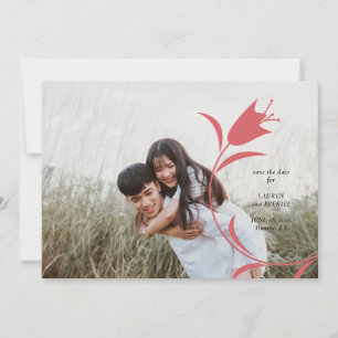 MOD WINE TULIP WEDDING SAVE THE DATE INVITATION