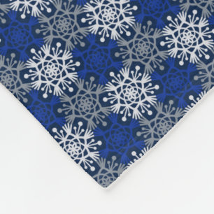 Mod Winter Snowflakes Blue and Grey Fleece Blanket
