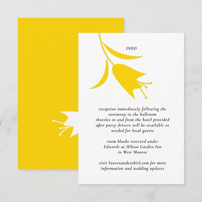 MOD YELLOW TULIP WEDDING ENCLOSURE CARD (Front/Back)