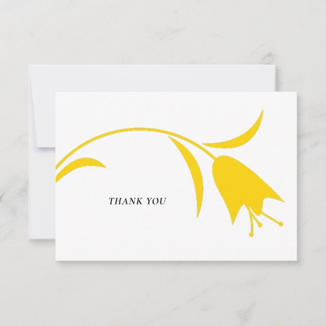 MOD YELLOW TULIP WEDDING THANK YOU CARD (Front)