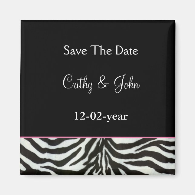 mod zebra print Save the date magnet (Front)