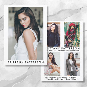 Model Actor 5x7 Comp Card 4 Photo Back Wht