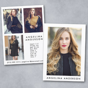 Model Actor Comp Card - 3 Photo Back