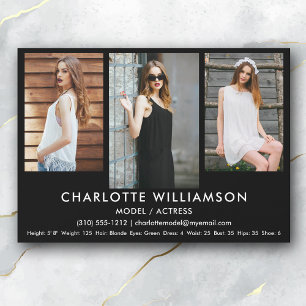 Model Actor Comp Card 5x7 Blk 3 Photo