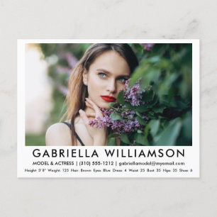 Model Actor Comp Card Photo White Postcard