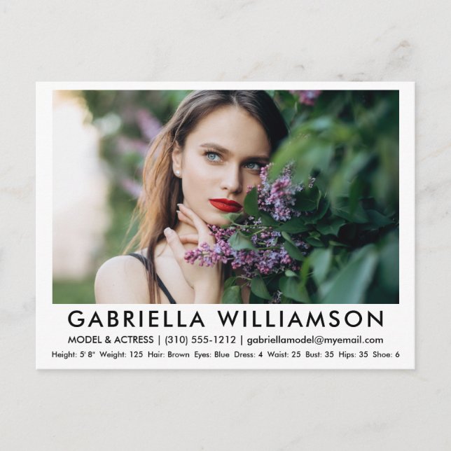 Model Actor Comp Card Photo White Postcard (Front)