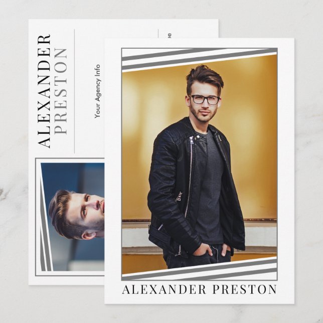 Model Actor Comp Card Zed Card 2 Photo 5x7 (Front/Back)