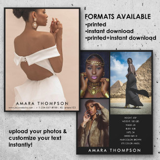 Model Actor Modeling Comp Card 4 Photo Black