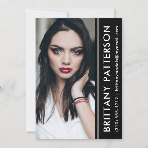 Model Actor Photo Comp Card 5x7 Black Stripe