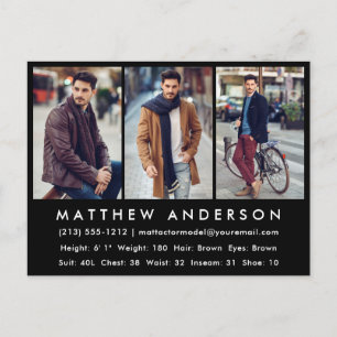 Model Actor Photo Comp Card - Postcard Blk