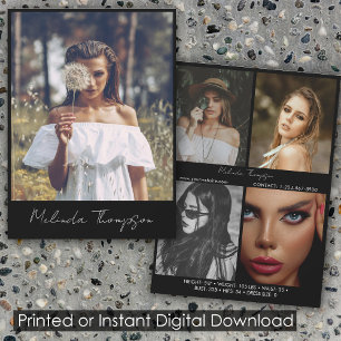 Model Actress Modelling Comp Card 5 Photo Script