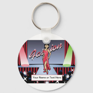 Model - Female Cartoon by PrintedPerfection.com Key Ring