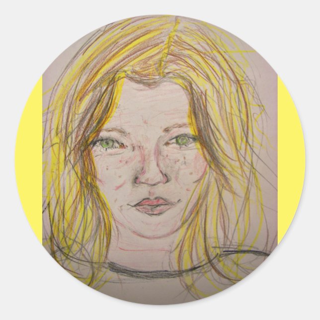 Model Girl  Classic Round Sticker (Front)