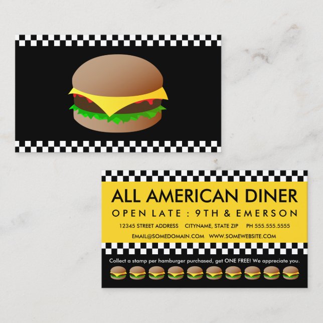 model hamburgers punch card (Front/Back)