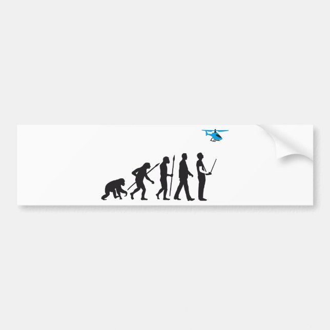 Model helicopter remote control evolution bumper sticker (Front)