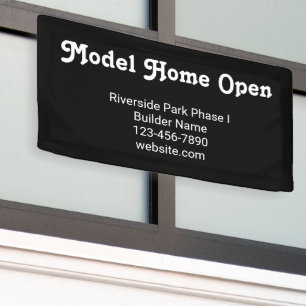 Model Home Open Builder New Construction Black Banner