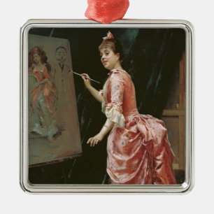 Model Making Mischief (by Raimundo de Madrazo) Metal Tree Decoration