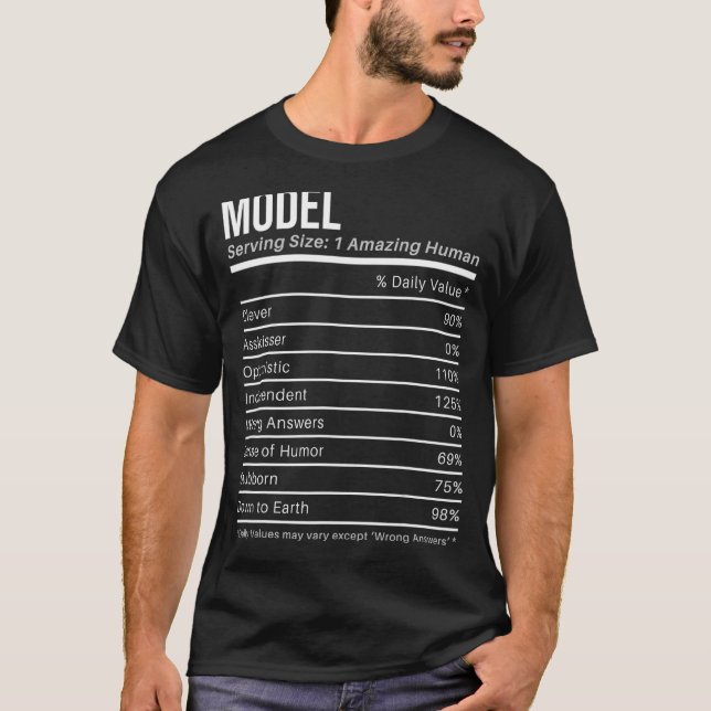 model Nutritional Values   Nutrition Facts T-Shirt (Front)