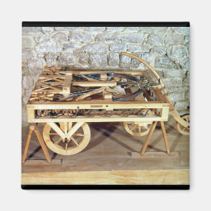 Model of a car driven by springs magnet