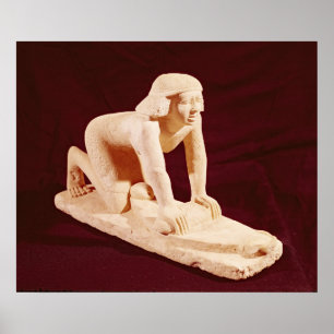 Model of a servant grinding grain, Old Kingdom Poster
