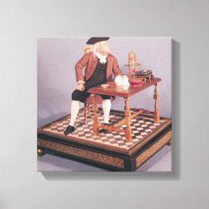 Model of Benjamin Franklin  at his table Canvas Print