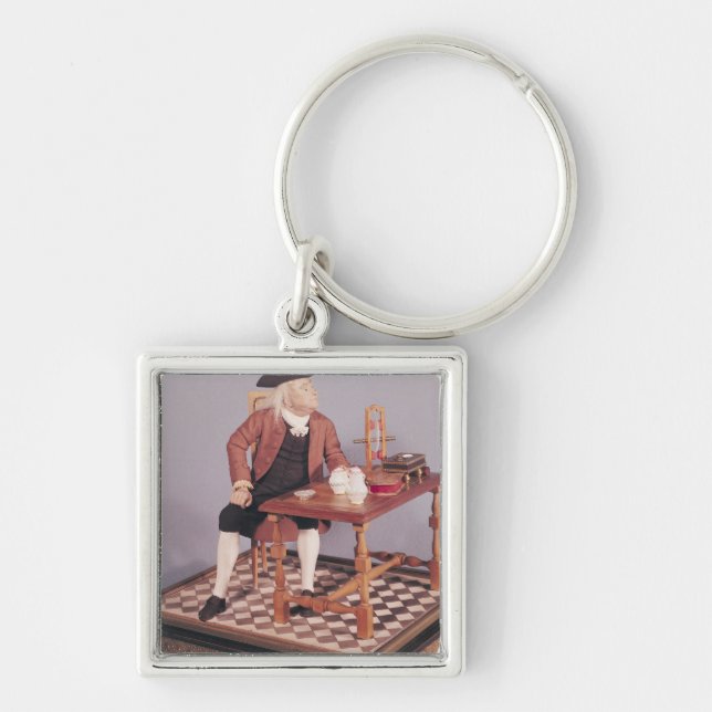 Model of Benjamin Franklin  at his table Key Ring (Front)