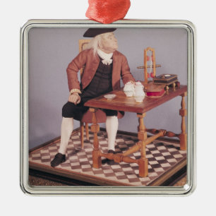 Model of Benjamin Franklin  at his table Metal Tree Decoration