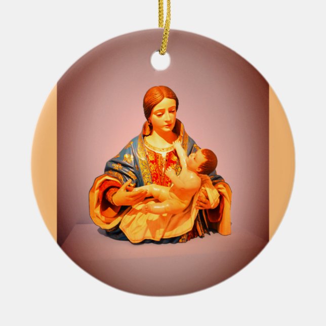 Model of Mary and Jesus Ceramic Tree Decoration (Front)