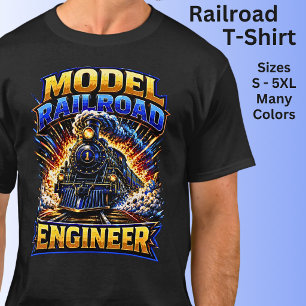 Model Railroad Engineer Steam Train T-Shirt