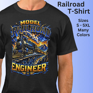 Model Railroad Engineer Steam Train  T-Shirt
