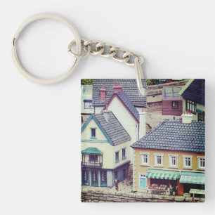 Model Seaside Buildings Key Ring