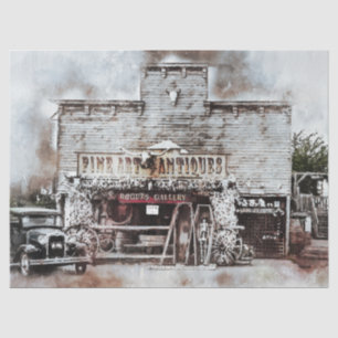 Model T & Antique Store Vintage 20x30 Decoupage Tissue Paper