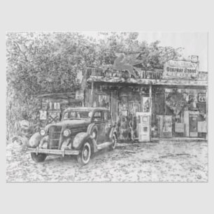 Model T & General Store Vintage Grey Decoupage Tissue Paper
