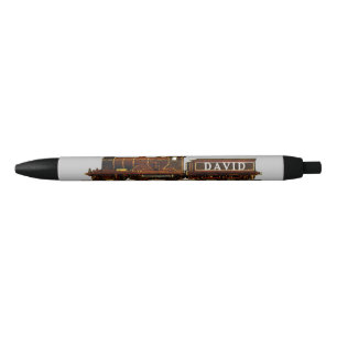 Model train steam engine black ink pen
