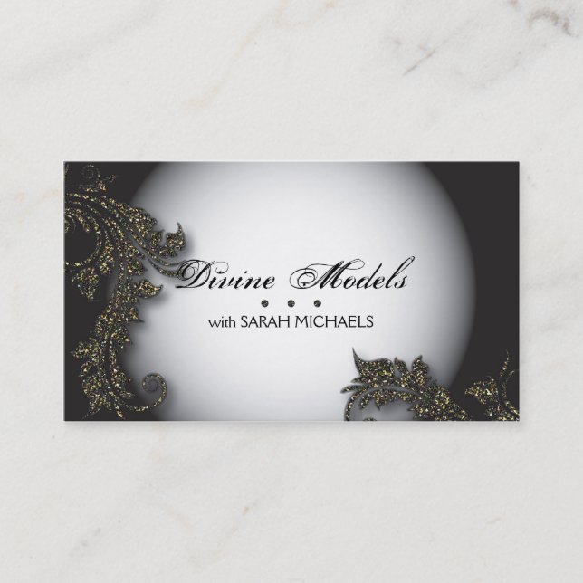 Modelling Agency Business Card Bold Fancy Glitter (Front)