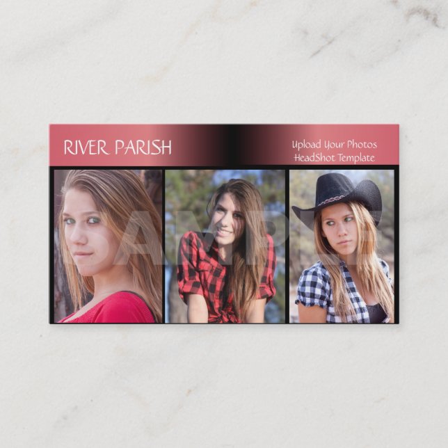 Models and Actors Headshot Business Card (Front)