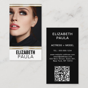 Models and Actors Headshot Photo Faux Gold Frame Business Card