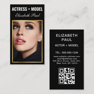 Models and Actors Headshot Photo Faux Gold Frame Business Card