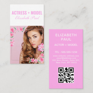 Models and Actors Headshot Photo Faux Pink Frame Business Card